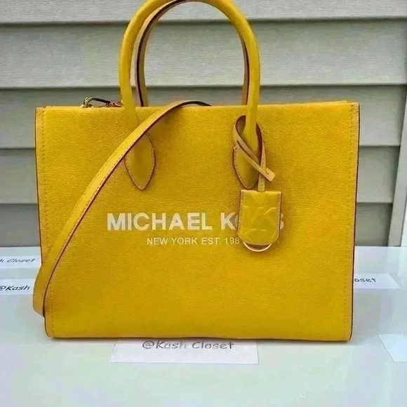 Michael Kors Mirella Tote Bag Medium Pebbled Leather Purse Bag Butter - Picture 11 of 11